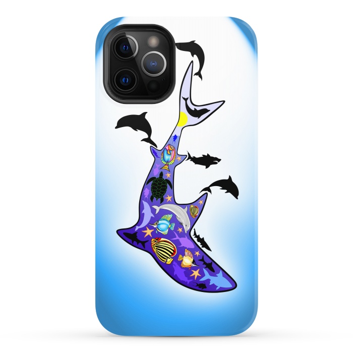 iPhone 12 Pro StrongFit Shark MarineLife Scenery Patterned by BluedarkArt