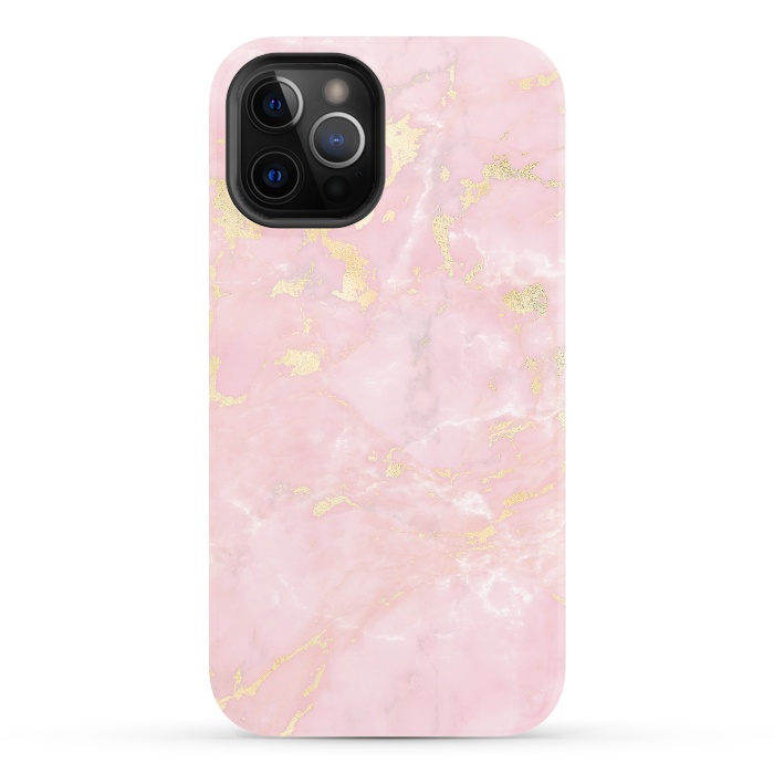 iPhone 12 Pro StrongFit Metal Gold on Tender Pink Marble by  Utart