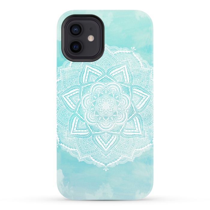 iPhone 12 StrongFit Mandala flower turquoise by Jms
