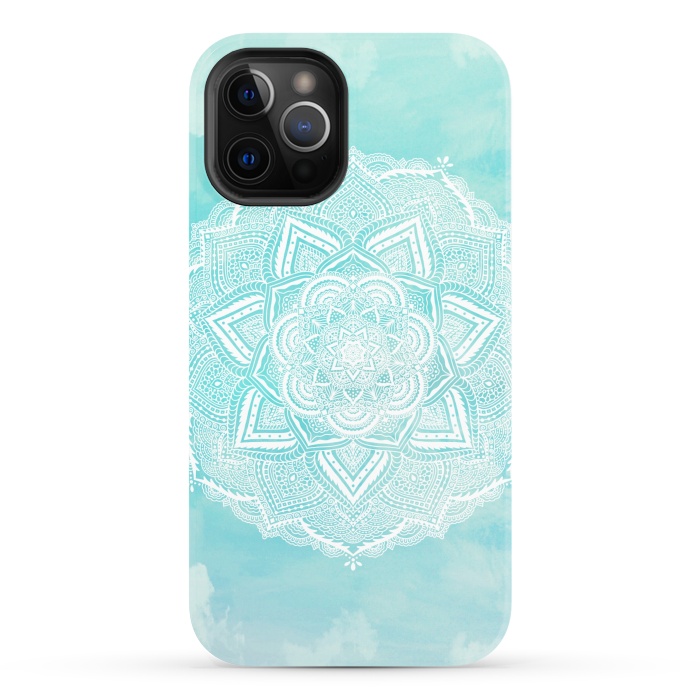 iPhone 12 Pro StrongFit Mandala flower turquoise by Jms