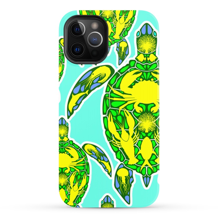 iPhone 12 Pro StrongFit Sea Turtle Reef Marine Life Abstract Symbol Tattoo Style  by BluedarkArt