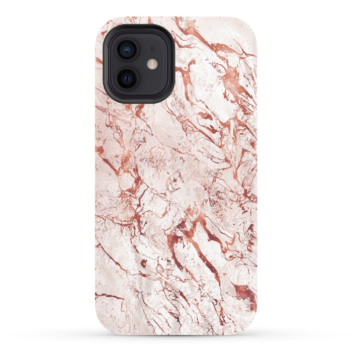 iPhone 12 StrongFit ROSE GOLD MARBLE by Art Design Works