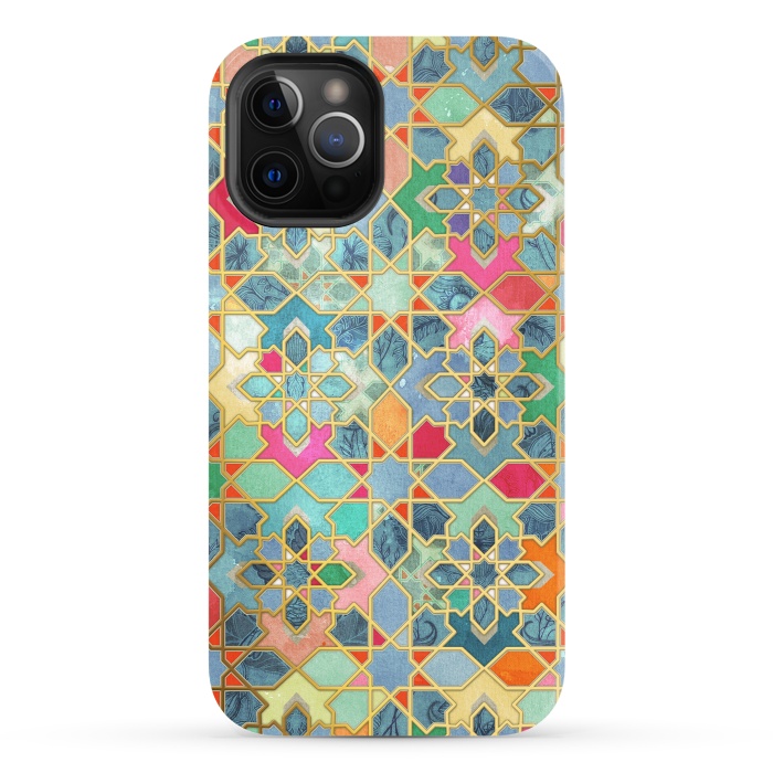 iPhone 12 Pro StrongFit Gilt & Glory - Colorful Moroccan Mosaic by Micklyn Le Feuvre