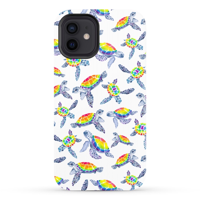 iPhone 12 StrongFit Technicolour Turtles by gingerlique