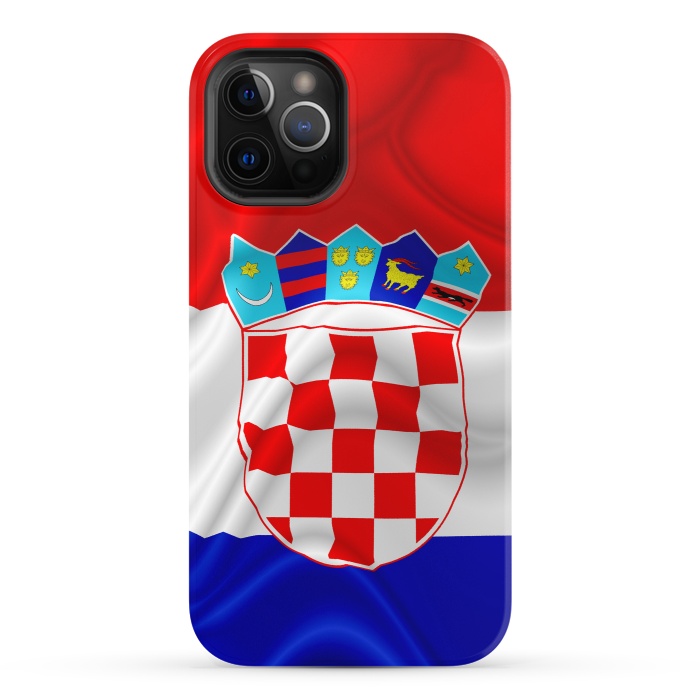 iPhone 12 Pro StrongFit Croatia Flag Waving Digital Silk Satin Fabric  by BluedarkArt