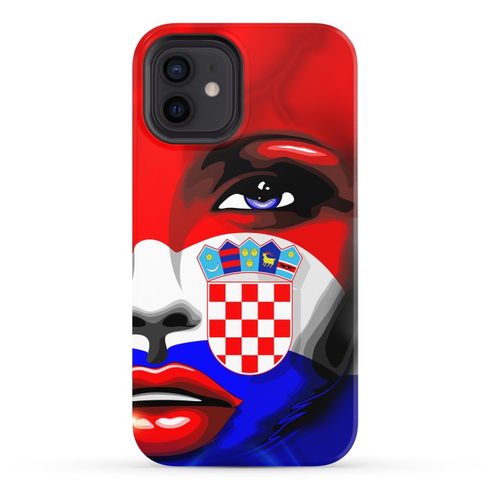 iPhone 12 StrongFit Croatia Flag Beautiful Girl Portrait by BluedarkArt