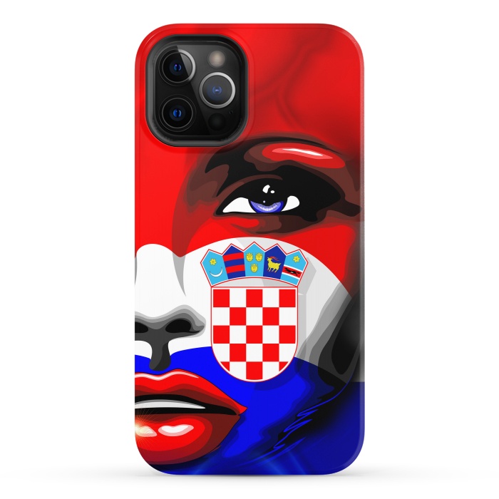 iPhone 12 Pro StrongFit Croatia Flag Beautiful Girl Portrait by BluedarkArt