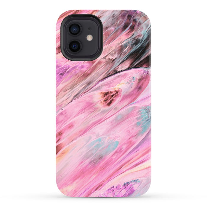 iPhone 12 StrongFit Pink and Black Ink Marble by  Utart