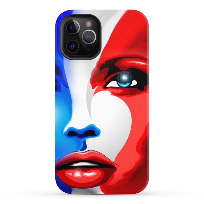 iPhone 12 Pro StrongFit France Flag Beautiful Girl Portrait by BluedarkArt