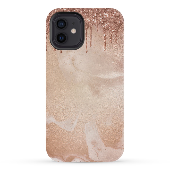 iPhone 12 mini StrongFit Copper Glitter Rain by  Utart