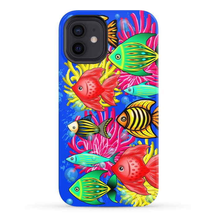 iPhone 12 StrongFit Fish Cute Colorful Doodles  by BluedarkArt