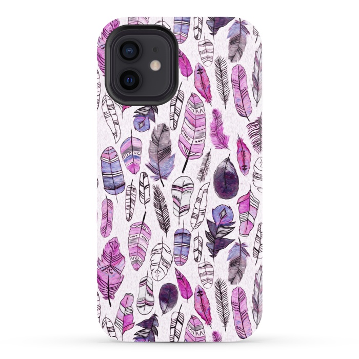 iPhone 12 StrongFit Purple Feathers  by Tigatiga