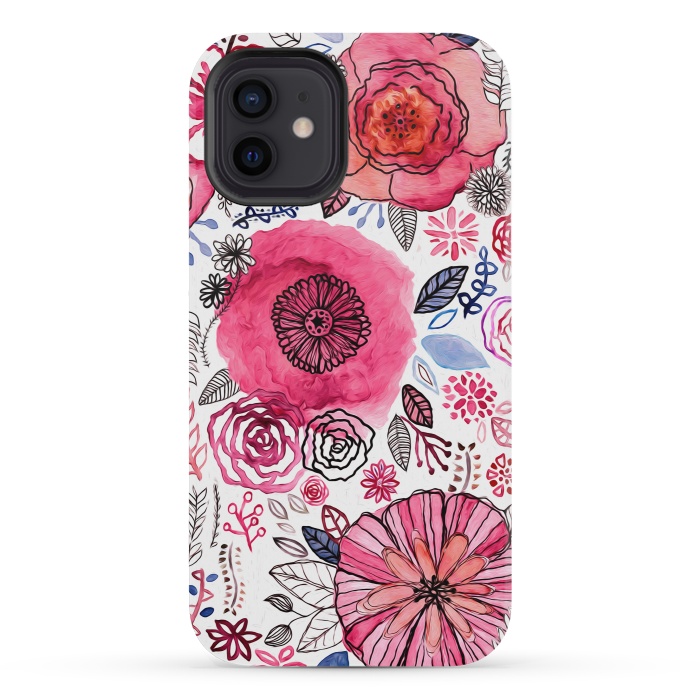 iPhone 12 mini StrongFit Pink Floral Mix  by Tigatiga