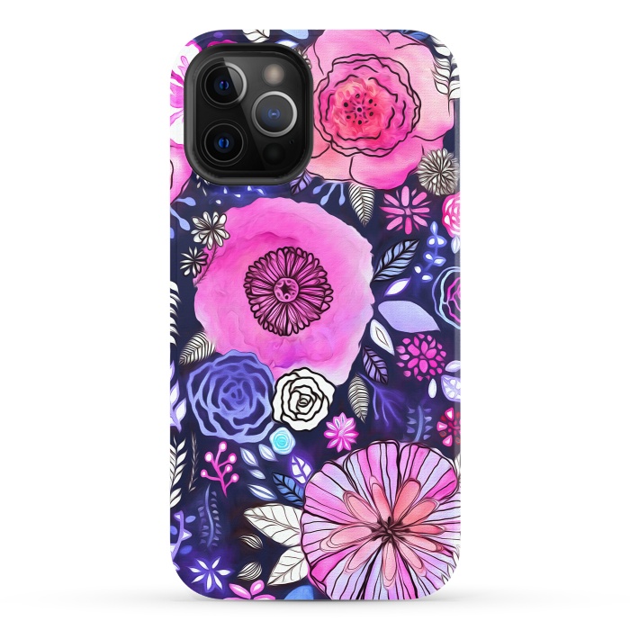 iPhone 12 Pro StrongFit Magenta Floral Mix  by Tigatiga