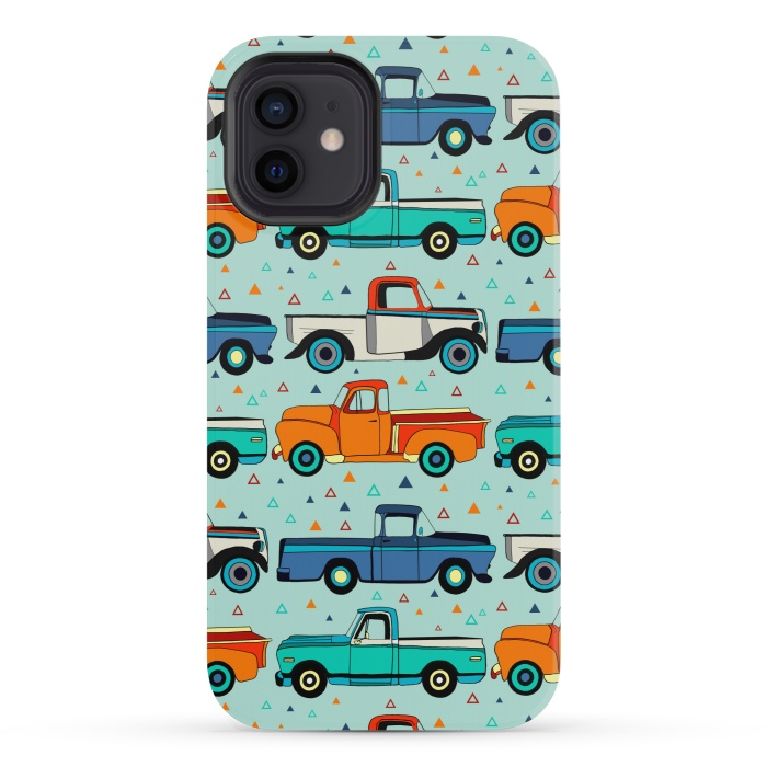 iPhone 12 mini StrongFit Bright Vintage Trucks  by Tigatiga