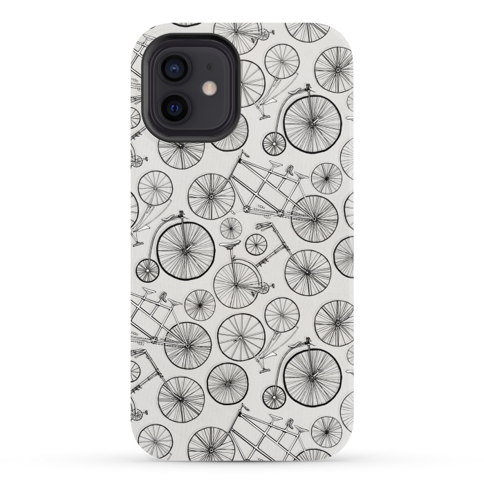 iPhone 12 StrongFit Vintage Bicycles on Grey  by Tigatiga