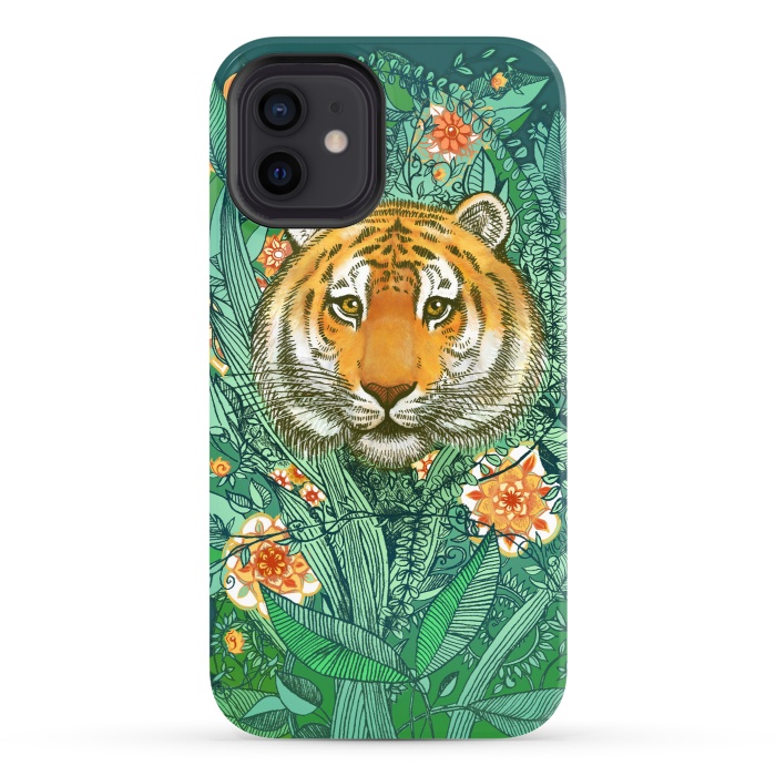 iPhone 12 StrongFit Tiger Tangle in Color by Micklyn Le Feuvre