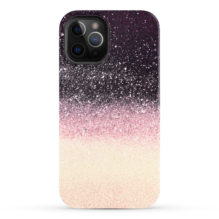 iPhone 12 Pro StrongFit Half black cream glitter star dust by Oana 