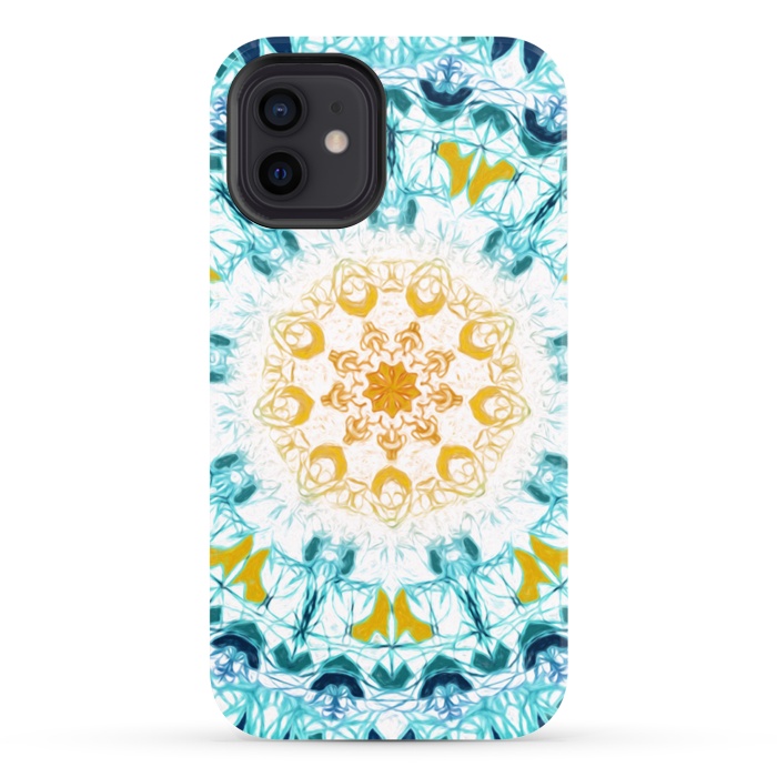 iPhone 12 StrongFit Mustard & Teal Mandala  by Tigatiga