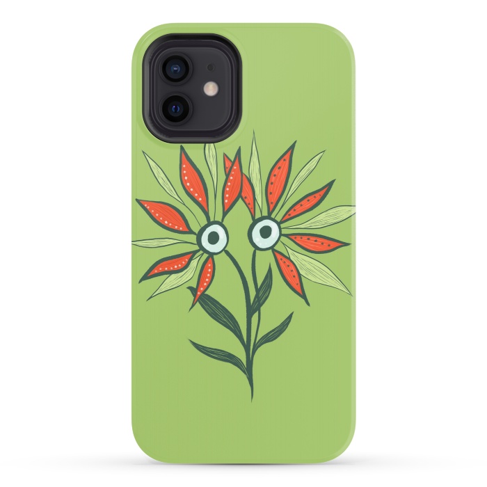 iPhone 12 StrongFit Cute Eyes Character Flower Monster by Boriana Giormova