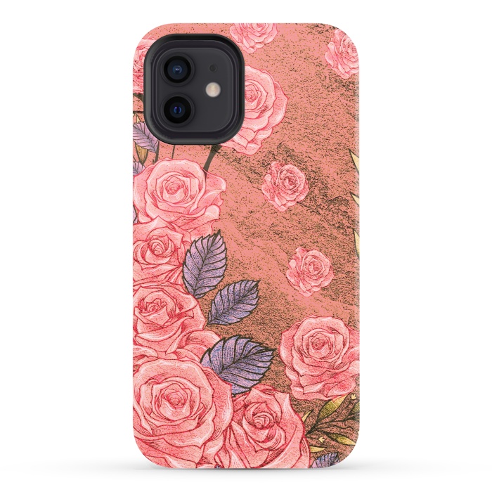 iPhone 12 StrongFit Vintage Peonies  by Rossy Villarreal