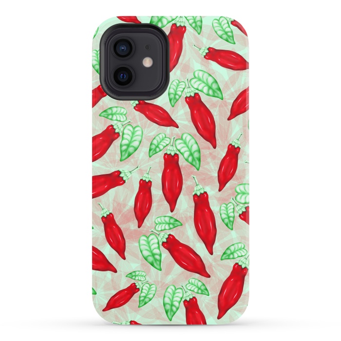 iPhone 12 StrongFit Red Hot Chilli Pepper Pattern Food Art by BluedarkArt
