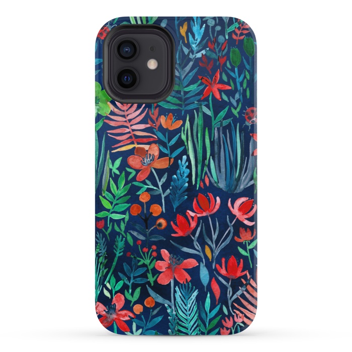 iPhone 12 mini StrongFit Tropical Ink Watercolor Garden by Micklyn Le Feuvre