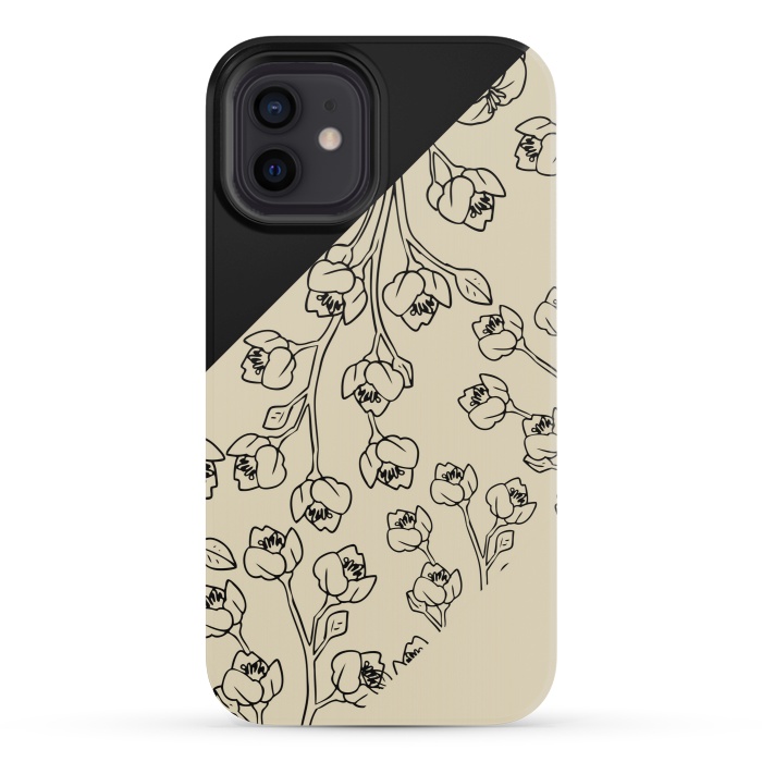 iPhone 12 mini StrongFit floral offwhite pattern by MALLIKA