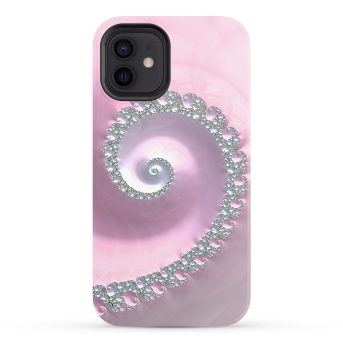 iPhone 12 StrongFit Pink Pastel Fractal Swirl by Andrea Haase