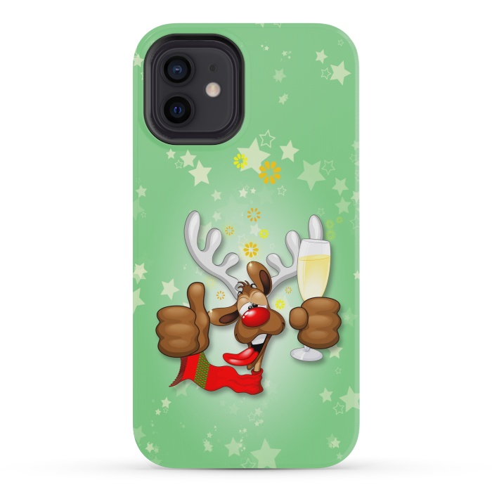 iPhone 12 mini StrongFit Reindeer Drunk Funny Christmas Character by BluedarkArt
