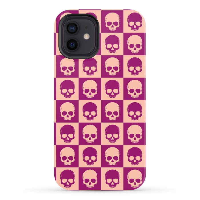 iPhone 12 StrongFit Checkered Skulls Pattern II by Art Design Works