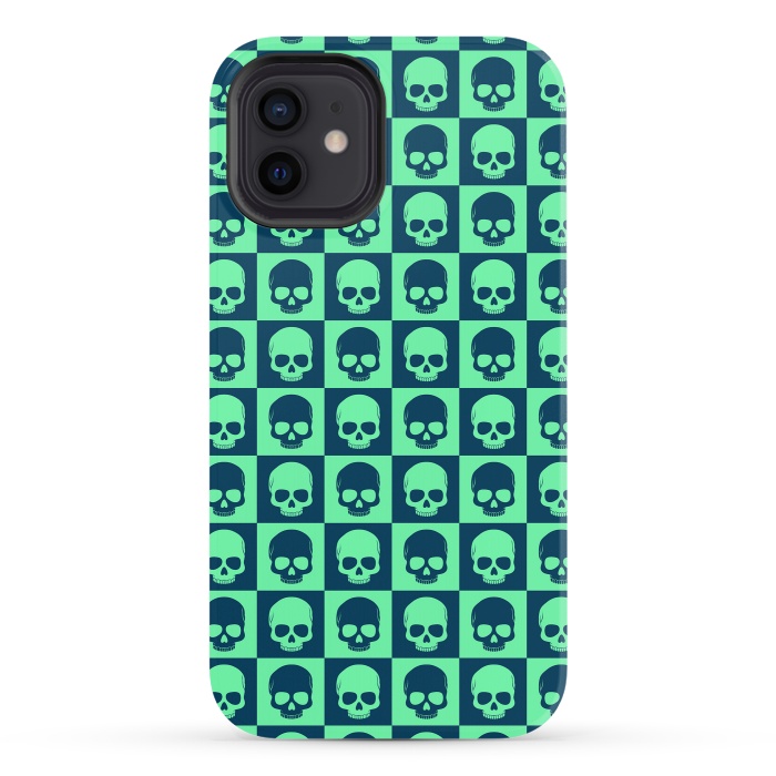 iPhone 12 StrongFit Checkered Skulls Pattern III by Art Design Works