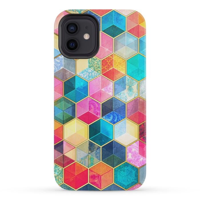 iPhone 12 mini StrongFit Crystal Bohemian Honeycomb Cubes by Micklyn Le Feuvre