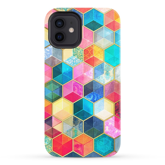 iPhone 12 StrongFit Crystal Bohemian Honeycomb Cubes by Micklyn Le Feuvre