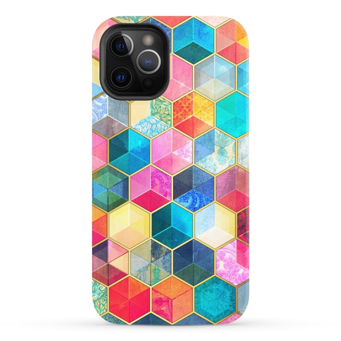 iPhone 12 Pro StrongFit Crystal Bohemian Honeycomb Cubes by Micklyn Le Feuvre