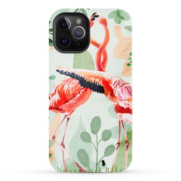 iPhone 12 Pro StrongFit Flamingo Love by Uma Prabhakar Gokhale