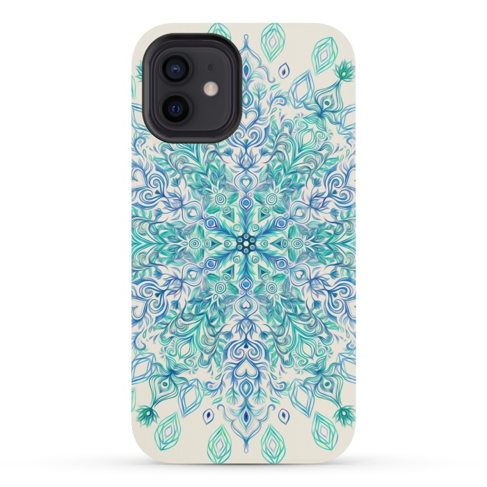 iPhone 12 mini StrongFit Peppermint Snowflake on Cream  by Micklyn Le Feuvre
