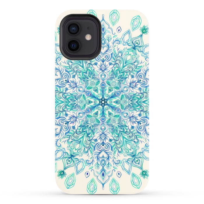 iPhone 12 StrongFit Peppermint Snowflake on Cream  by Micklyn Le Feuvre