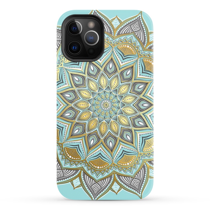 iPhone 12 Pro StrongFit Sunny Skies Gilded Lace Medallion by Micklyn Le Feuvre