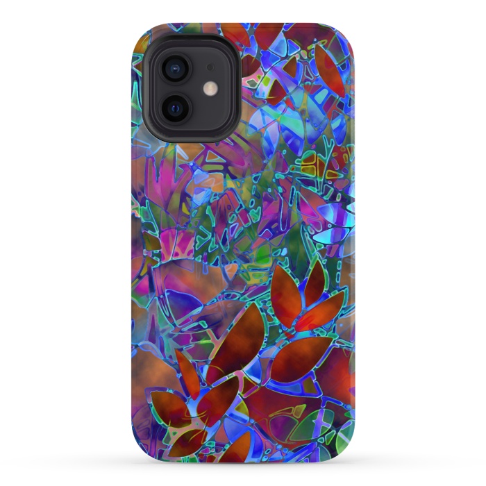 iPhone 12 StrongFit Floral Abstract Stained Glass G174 by Medusa GraphicArt