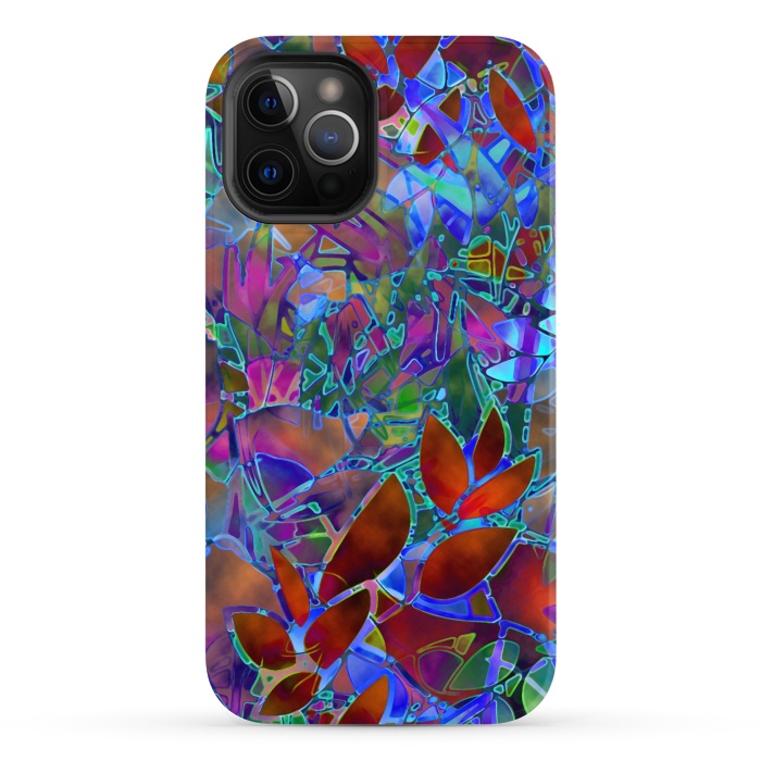iPhone 12 Pro Max StrongFit Floral Abstract Stained Glass G174 by Medusa GraphicArt