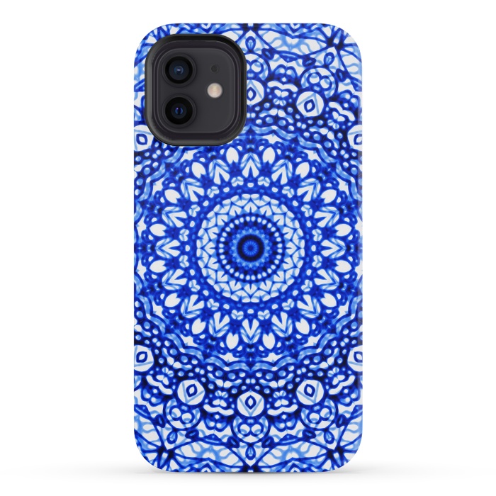 iPhone 12 mini StrongFit Blue Mandala Mehndi Style G403  by Medusa GraphicArt