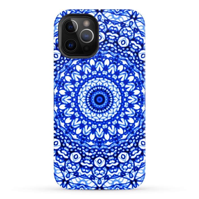 iPhone 12 Pro Max StrongFit Blue Mandala Mehndi Style G403  by Medusa GraphicArt