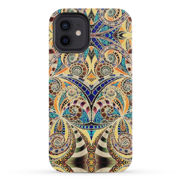 iPhone 12 mini StrongFit Drawing Floral Zentangle G240 by Medusa GraphicArt