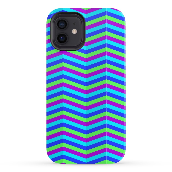 iPhone 12 StrongFit BLUE TRIANGLE LINES PATTERN by MALLIKA