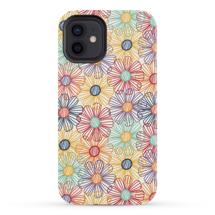 iPhone 12 mini StrongFit RAINBOW FLORAL by TracyLucy Designs
