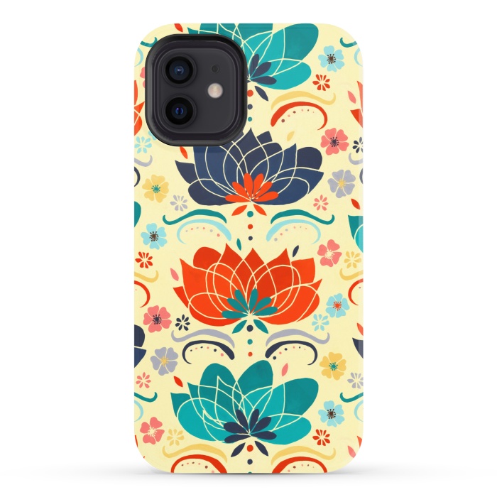 iPhone 12 StrongFit 1960s Hippie Floral  by Tigatiga