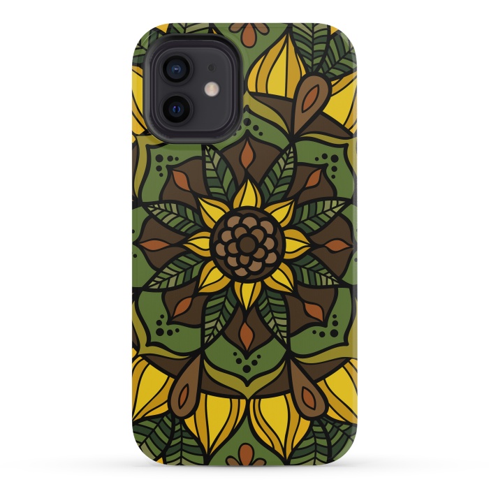 iPhone 12 mini StrongFit Sunflower Mandala by Majoih