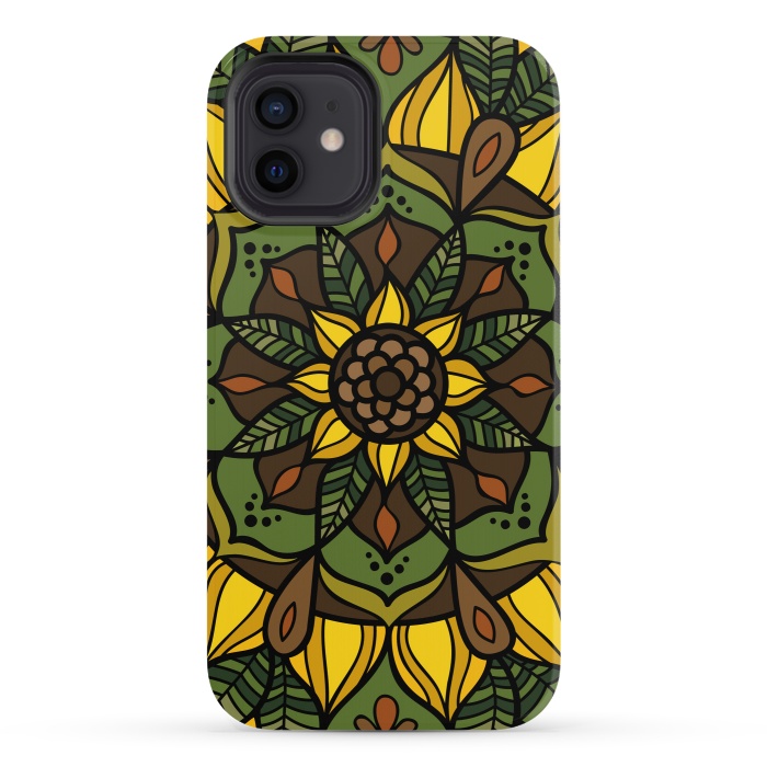 iPhone 12 StrongFit Sunflower Mandala by Majoih