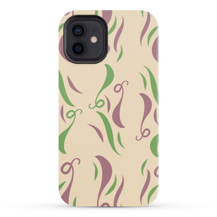iPhone 12 mini StrongFit GREEN PINK FLORAL PATTERN by MALLIKA